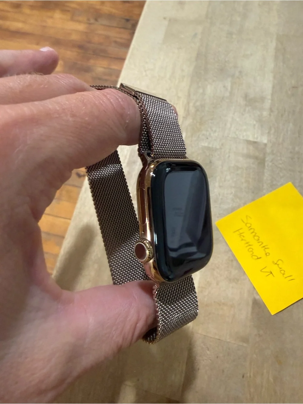 Apple Watch with Rose Gold Mesh Milanese Band